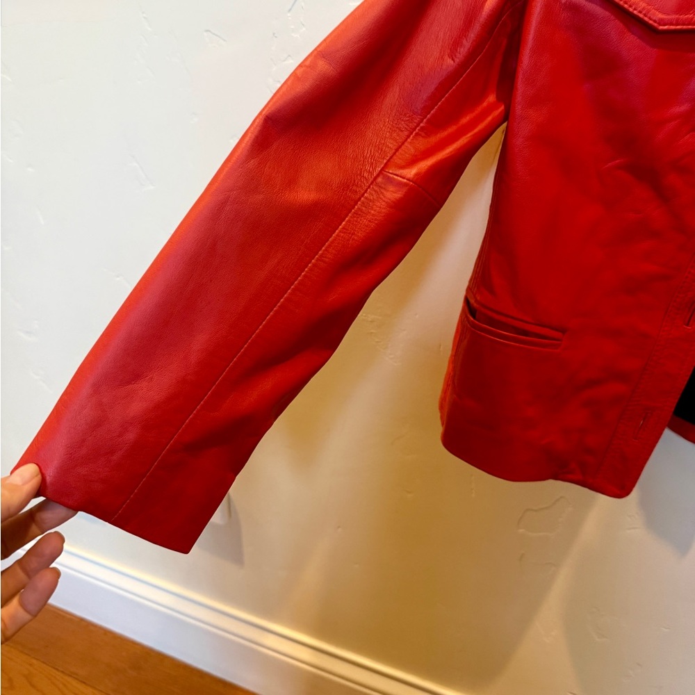 Zadig & Voltaire Liam Cuir Red Leather Jacket - Picture 5 of 15
